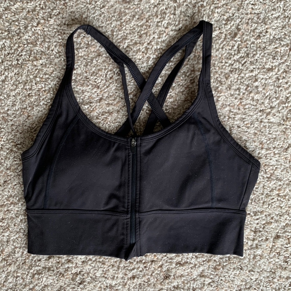 Balance Athletica black zip up sports bra size M